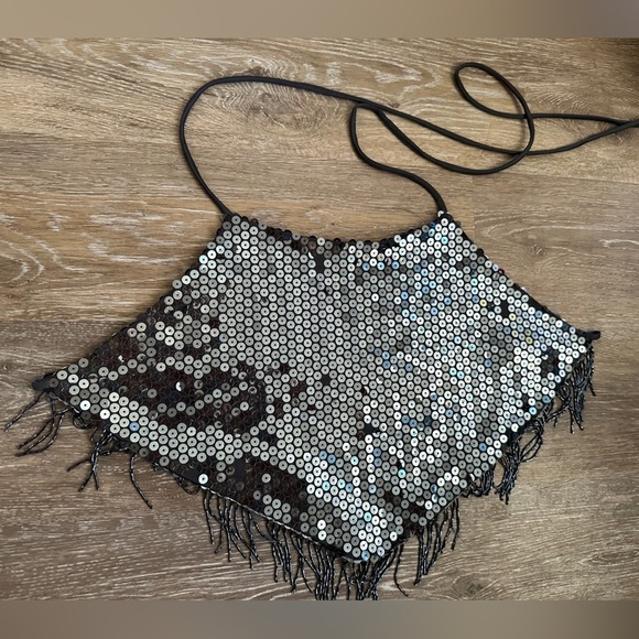 Silver Sequin Fringe Top KOREA - Picture 5 of 8